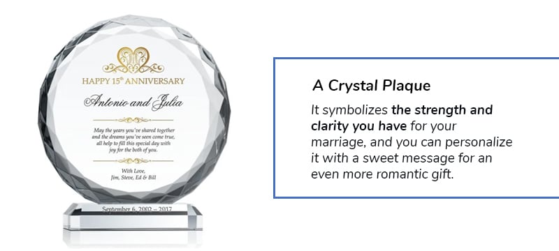 crystal anniversary plaque for 15 years