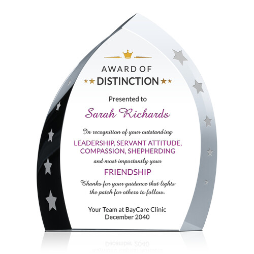 Handmade Crystal Ignite Distinction Award Plaque for That Special Leader with Core Strengths
