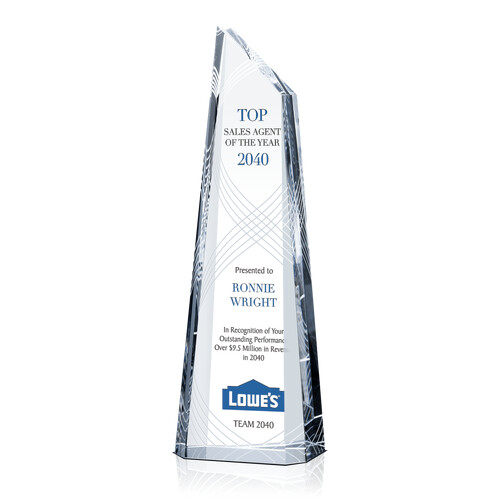 Customized Crystal Top Sales Agent Award Plaque with Company Logo