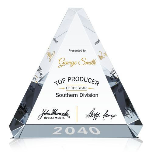 Crystal Trinity Top Producer of the Year Award Plaque