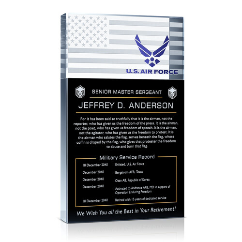 Personalized USAF Retirement Gift Plaque