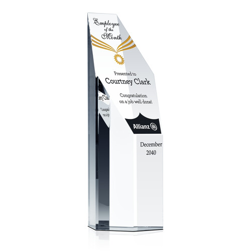 Personalized Crystal Hexagonal Tower Award for Employee of the Month