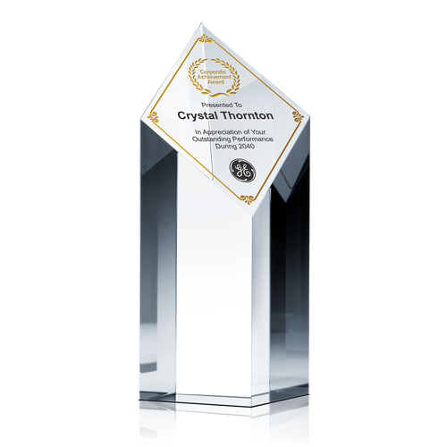 Personalized Crystal Tower Corporate Achievement Award with Company Logo