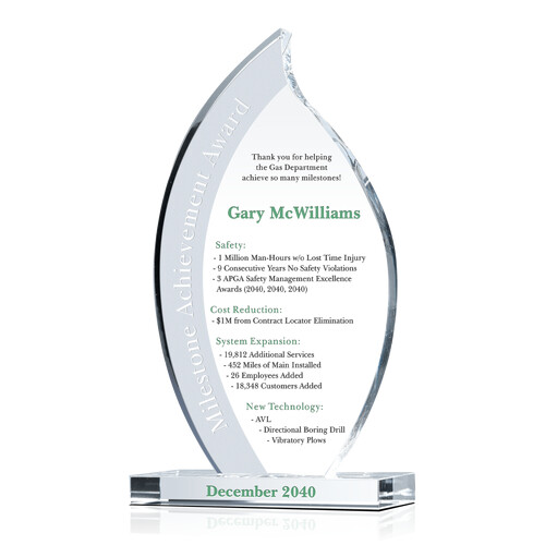 Crystal Milestone Achievement Award For Outstanding Employee