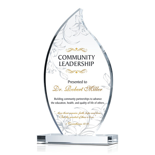 Floral-Etched Community Leadership Excellence Award