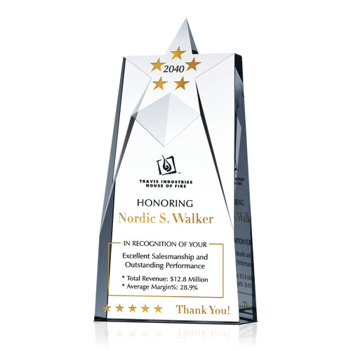 Personalized Crystal Shining Star Sales Award Award Plaque for Excellent Salesmanship with Performance Highlights