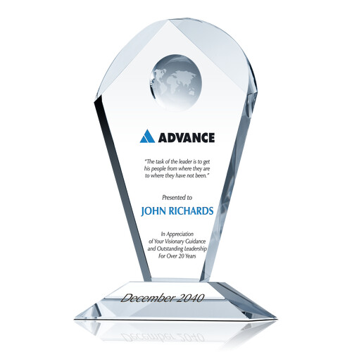 Handmade Crystal Leadership Award for Employee with Heartfelt Message Quote