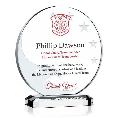 Crystal Firefighter Thank You Plaque