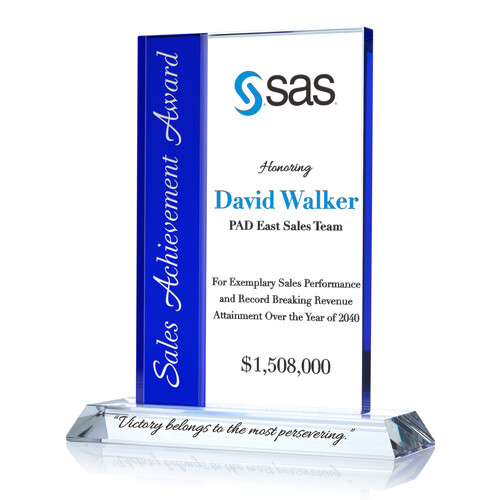 Personalized Record-Breaking Sales Recognition Award Plaque with Company Logo