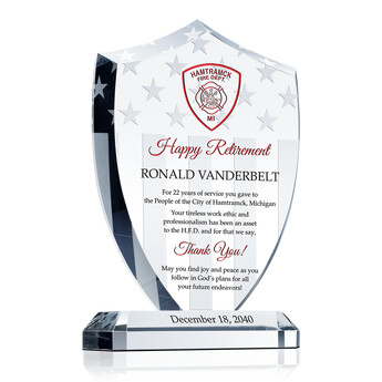 Shield Firefighter Retirement Gift Plaque | DIY Awards