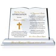 Personalized Crystal Bible-Shaped Sunday School Teacher Appreciation Gift Plaque