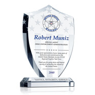 Personalized Crystal Shield US Marshal Retirement Award Plaque