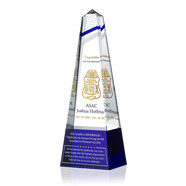 Personalized Blue Crystal Obelisk FBI Agent Retirement Award Plaque